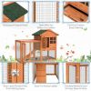 A Cozy And Comfortable 2-Story Wooden Rabbit Hutch With Running Area - Nature
