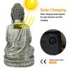 Meditating Sitting Buddha Solar Lights Outdoor Garden Patio Statue Light Decor - gray