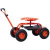 Rolling Garden Scooter Garden Cart Seat with Wheels and Tool Tray; 360 Swivel Seat; Red - as Pic