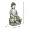 Meditating Sitting Buddha Solar Lights Outdoor Garden Patio Statue Light Decor - gray