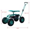 Rolling Garden Scooter Garden Cart Seat with Wheels and Tool Tray; 360 Swivel Seat; Green - as Pic