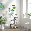 Artisasset 6 Layers Half Heart Iron Wood Suitable For Garden Balcony Patio Lawn Home Decoration Plant Stand Flower Pot Stand Iron Flower Stand Black -