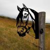 1PC Peeping Horse Outdoor Wall Decor; Iron Metal Farm Animal Silhouette Outdoor Garden Fence Ornament; For Farm Fance Yard Decor - Black