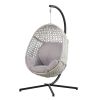 Large Hanging Egg Chair with Stand & UV Resistant Cushion Hammock Chairs with C-Stand for Outdoor - Beige
