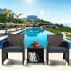 Cpintltr 3 Pieces Outdoor Patio Wicker Furniture Sets Patio Conversation Sets PE Rattan Chair with Soft Cushions Lawn Poolside Chairs for Balcony Gard