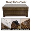 5 Pieces Patio Furniture Set Outdoor Conversation Furniture Sets with Glass Tables Soft Cushion Sectional Sofa Sets PE Rattan Chairs for Bistro Garden