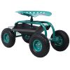Rolling Garden Scooter Garden Cart Seat with Wheels and Tool Tray; 360 Swivel Seat; Green - as Pic