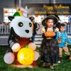 5 Feet Halloween Inflatable Unicorn Skeleton with Pumpkin Lantern - as show