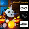 5 Feet Halloween Inflatable Unicorn Skeleton with Pumpkin Lantern - as show