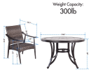 [Dropshipping] 5 Piece Patio Dining Set Outdoor Furniture, Wicker Mid-Century Modern Design Dining Chair Set with 46 inch Round Mosaic Tile Top Alumin