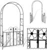 Garden Climbing Plants Arch Door for Outdoor Pergola Archway Decor - Black