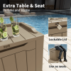 All Weather 28 Gallon Patio Deck Box with Seat - Light Brown - Resin