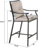 Patio Bar Stools Set of 2 Outdoor Bar Height Chairs Patio Furniture Steel Chairs with Armrest and Cushions for Outdoor Indoor - Beige