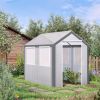8' L x 6' W x 7' H Outdoor Walk-In Tunnel Greenhouse with Roll-up Windows;  2 Zippered Doors;  & Weather Cover - white