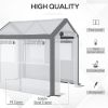 8' L x 6' W x 7' H Outdoor Walk-In Tunnel Greenhouse with Roll-up Windows;  2 Zippered Doors;  & Weather Cover - white