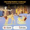 Christmas Reindeer Sleigh Decoration with 100 Lights - golden
