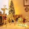 Christmas Reindeer Sleigh Decoration with 100 Lights - golden