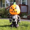 Garden Lawn Pumpkin Head Skeleton Man Inflatable Halloween Decoration - Black - 50 in