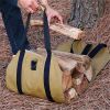Firewood Oxford Fabric Carrying Bag Heavy Duty Log Carrier Fire Wood Holder Bag with Hook and Loop Closure- Log Tote for Fireplace and Outdoors - Khak