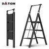 DATION 3 Step Ladder;  Retractable Handgrip Folding Step Stool with Anti-Slip Wide Pedal;  Aluminum Stool Ladders 3 Steps;  300lbs Safety Household La