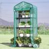 4 Tier Mini Greenhouse with PE Cover and Roll-Up Zipper Door; 26.97Lx19.29Wx62.99''H Small Garden Green House ; Indoor Outdoor Portable Gardening Gree