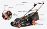 TACKLIFE 16-Inch 40V MAX(36V) Brushless Lawn Mower; 4.0AH Battery; 6 Mowing Heights - as Pic