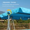 Outdoor 2-Seat Swing with Teapoy Weather Resistant Canopy Powder Coated Steel Frame Patio Swinging Hammock with  Stand and Removable Cushion - bule