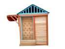 Eco-friendly Outdoor Wooden 4-in-1 Game House for kids garden playhouse with different games on every surface; Solid wood; 61.4"Lx45.98'Wx64.17H - as