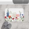 Spring Floral Garden Bath Mat Decor Rug - White