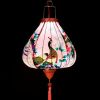 12 Inches Pink Peacock Satin Cloth Lantern Chinese Hanging Paper Lanterns Festival Decoration for Outdoor Party Wedding Garden Home - Default