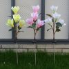 LED Magnolia Flower Stake Light Solar Energy Rechargeable for Outdoor Garden - White