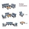 Aluminum Outdoor Patio Furniture Set;  Modern Patio Conversation Set of 7;  Outdoor Sectional Metal Sofa with 5 Inch Cushion and Coffee Table for Balc
