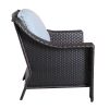 Outdoor Patio Garden Wicker Club Chair with Cushions; Set of 2; Light Blue - as Pic