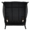 7-Piece Outdoor Patio Dining Set, Garden PE Rattan Wicker Dining Table and Chairs Set, Acacia Wood Tabletop, Stackable Armrest Chairs with Cushions -