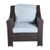 Outdoor Patio Garden Wicker Club Chair with Cushions; Set of 2; Light Blue - as Pic