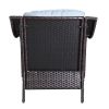 Outdoor Patio Garden Wicker Club Chair with Cushions; Set of 2; Light Blue - as Pic