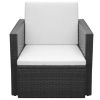 Patio Chair with Cushions and Pillows Poly Rattan Black - Black
