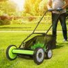 16-Inch Manual Reel Mower Adjustable 5-Blade Push Lawn Mower w/ Catcher (Four Wheeled) - KM3805