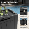 All Weather 28 Gallon Patio Deck Box with Seat - black - Resin