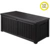 Outdoor Storage Box 120 Gallon Waterproof Deck Box for Furniture Outdoor Storage; Black - black - resin plastic
