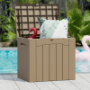 All Weather 28 Gallon Patio Deck Box with Seat - Light Brown - Resin