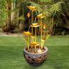 Metal Leaves indoor/Outdoor water Fountain Multi-Tiered Garden Water Feature - as Pic