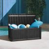 Outdoor Storage Box 120 Gallon Waterproof Deck Box for Furniture Outdoor Storage; Black - black - resin plastic
