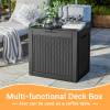 32 Gallon Outdoor Resin Wicker Deck Storage Box; Black - black - Resin
