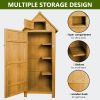 Outdoor Storage Cabinet Tool Shed Wooden Garden Shed with Floor;  Hooks and Asphalt Waterproof Roof; Organizer Wooden Lockers with Fir Wood - Yellow