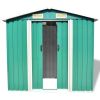 Garden Storage Shed Green Metal 80.3"x52"x73.2" - Green