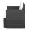 Patio Chair with Cushions and Pillows Poly Rattan Black - Black