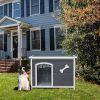 Large Wooden Dog House;  Outdoor Waterproof Dog Cage;  Windproof and Warm Dog Kennel Easy to Assemble - Gray