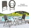 Outdoor 3 Pieces Wicker Folding Bistro Set;  Balcony Table and Chairs Sets;  Garden Backyard Furniture - 3 piece
