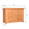 Double Doors Fir Wooden Garden Yard Shed Lockers Outdoor Storage Cabinet Unit Orange Red - Orange Red